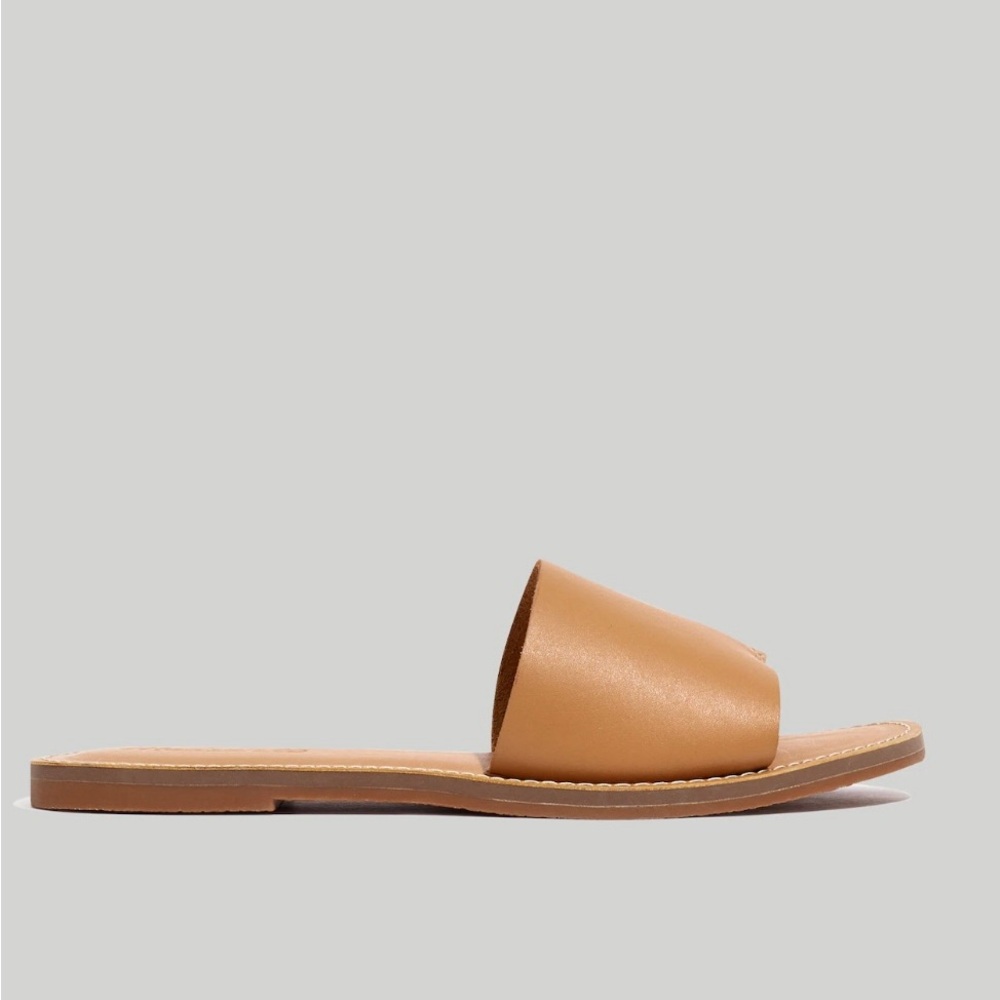 Madewell Tan Leather Slide Sandals